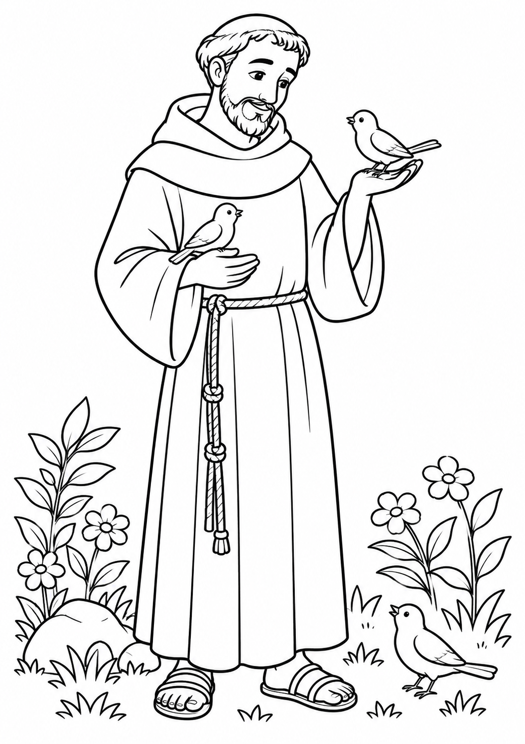 Original coloring illustration of St. Francis of Assisi